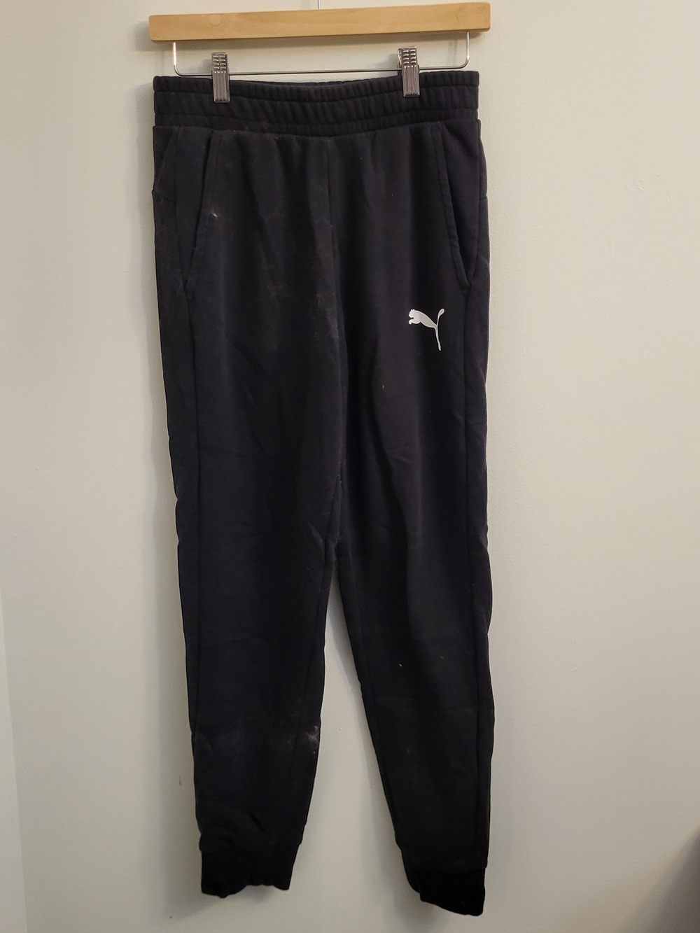 Puma Black Track Pants with White Logo